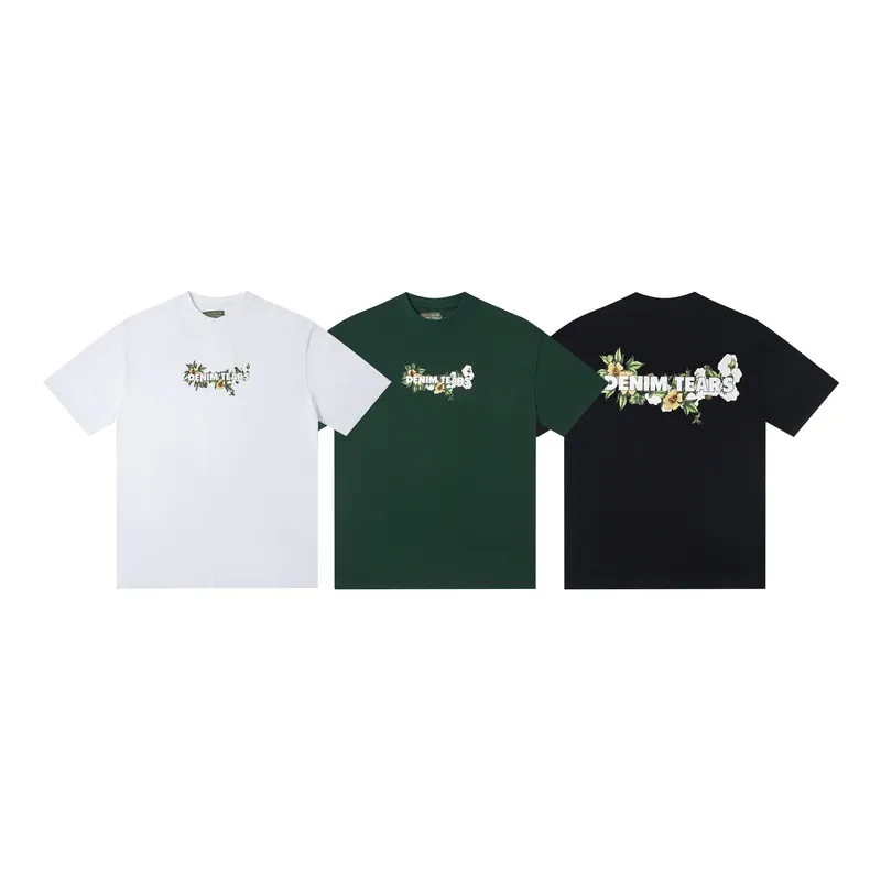 D310 #DENIM TEARS Kapok classic pure cotton loose unisex white short-sleeved T-shirt 38 p100 black, white, green, pink, blue